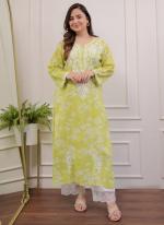 Pure Mul Mul Cotton Pista Daily Wear Chikankari Embroidery Readymade Kurti Pant